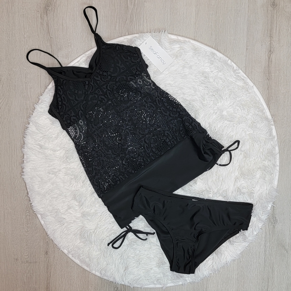 Ladies Small black lace two piece tankini from Sea Fancy NWT